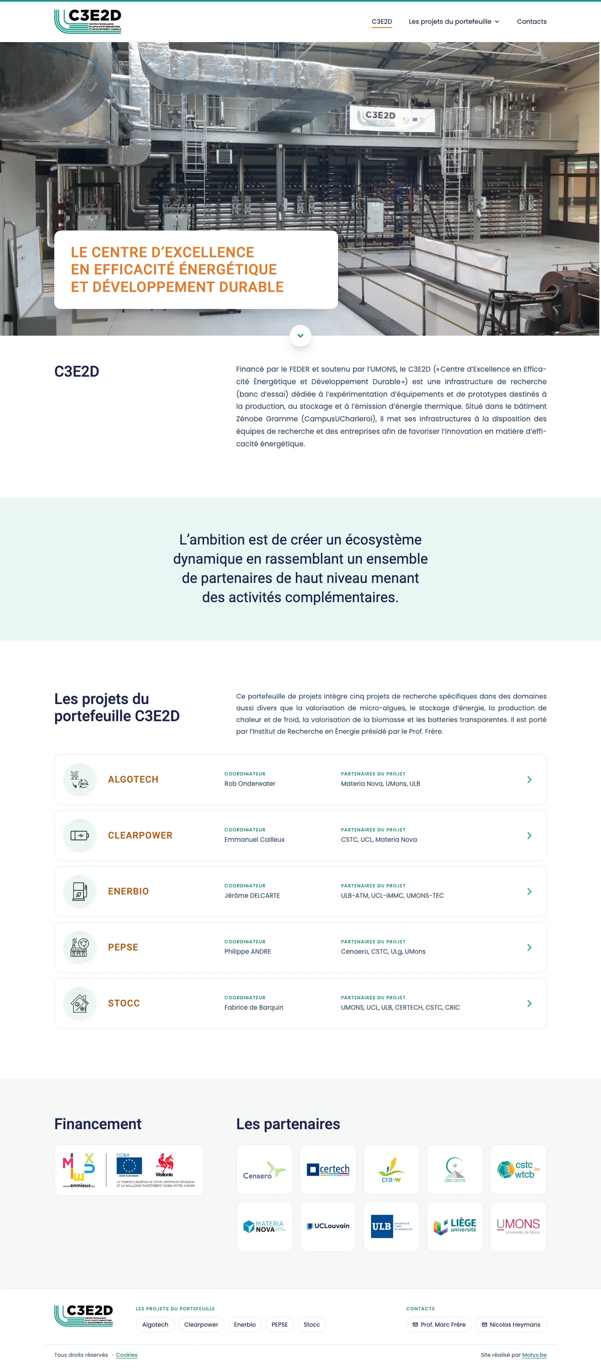 Le site C3E2D · UMONS, réalisé par Matys, sur un ordinateur