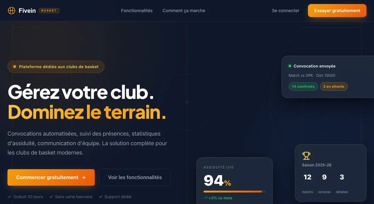 Fivein — Application de gestion de club de basket